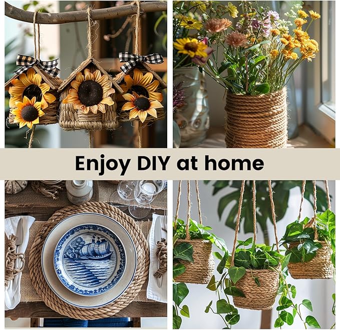 4mm Nature Jute Twine, 164 Feet Jute Rope for Cat Scratching Post DIY Arts Crafts Gardening Bundling Home Decor