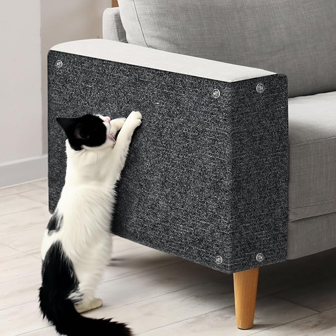 Cat Scratching Mat, 78.7"x15.7" Cat Carpet Self-Adhesive Carpet Mat Trimmable Replacement for Cat Tree, Cat Wall Scratcher, Cat Scratching Post, Shelf Shelves Couch Furniture DIY Protector, Dark Grey