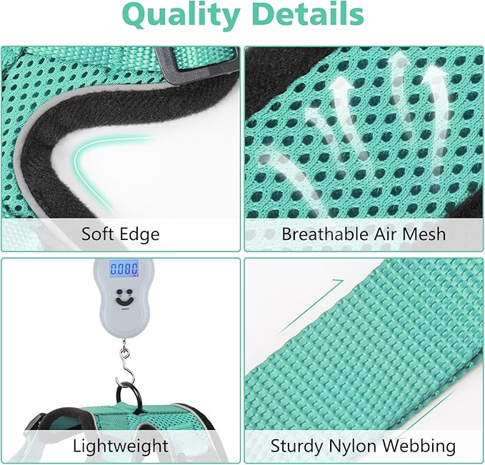 Dooradar Cat Harness and Leash Set, Escape Proof Safe Adjustable Kitten Vest Harnesses for Walking, Easy Control Soft Breathable Mesh Jacket with Reflective Strips for Cats, Green, XS