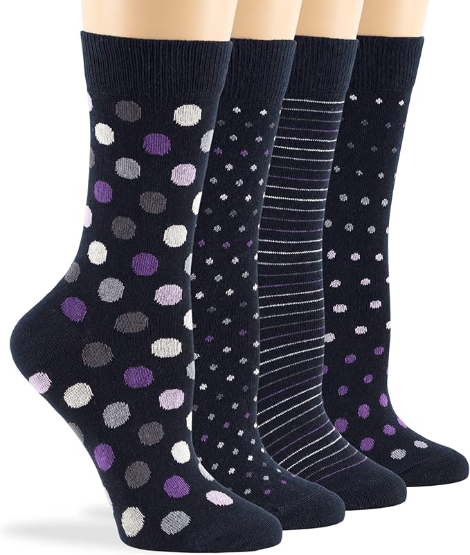 7BIGSTARS KINGDOM Womens Fun Cotton Crew Socks - 4 Pack L/M - Cactus Space Desert Coffee Fox Dog Hedgehog Puppy Flower Bird