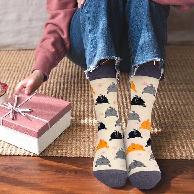 AGRIMONY Funny Cat Dog Socks for Women Teen Girls-Animal Novelty Cute Socks-Mothers Day Cat Dog Mom Gifts Stocking Stuffers