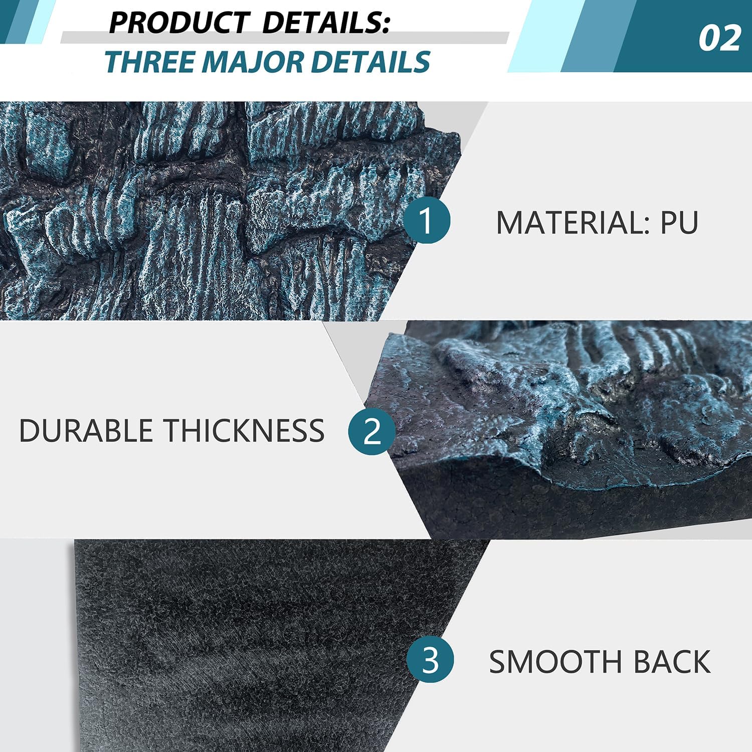 17.7x11.8in Rock Terrarium Background,3D Reptile Tank Background Board,Amphibian Stereo Backdrop Wall,Lizard Snake Gecko Spider Turtle Fish pet silo Background Decorative Panel(Blue)