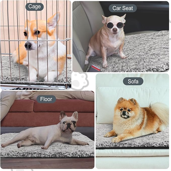 4 Pack Self Warming Cat Pads Self Heating Cat Mat Thermal Pads for Small Dogs Washable Pet Kennel Pad Crate Bed Mat with Removable Covers for Indoor Outdoor Pet (Gray,28 x 45 Inch)