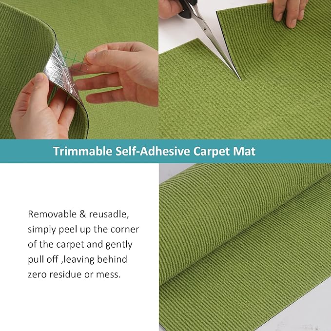 Cat Scratch Furniture Protector，78.7"x15.8"Cat Scratching Mat,Trimmable Self-Adhesive Cat Couch Protector,cat Wall Scratcher,Pad Replacement for Cat Tree Shelves and Post(Green)