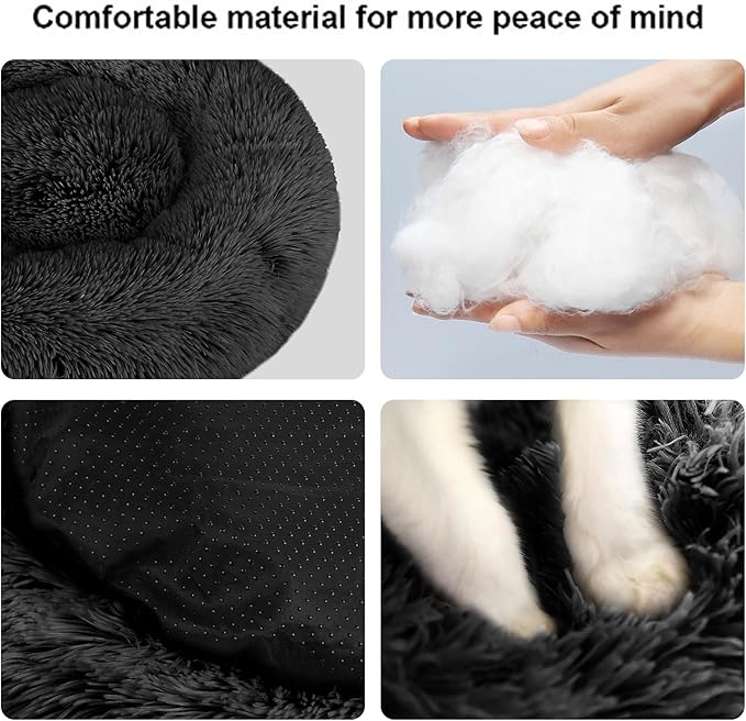 Nisrada Dog Bed for Small Medium Large Dogs, 24 inch Calming Dogs Bed, Washable-Round Cozy Soft Pet Bed for Puppy and Kitten with Slip-Resistant Bottom
