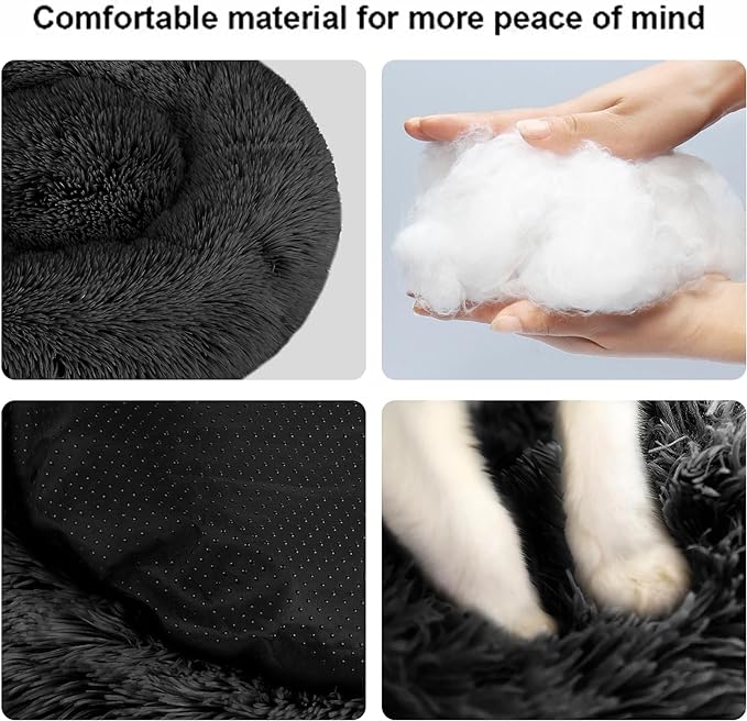 Nisrada Dog Bed for Small Medium Large Dogs, 20 inch Calming Dogs Bed, Washable-Round Cozy Soft Pet Bed for Puppy and Kitten with Slip-Resistant Bottom