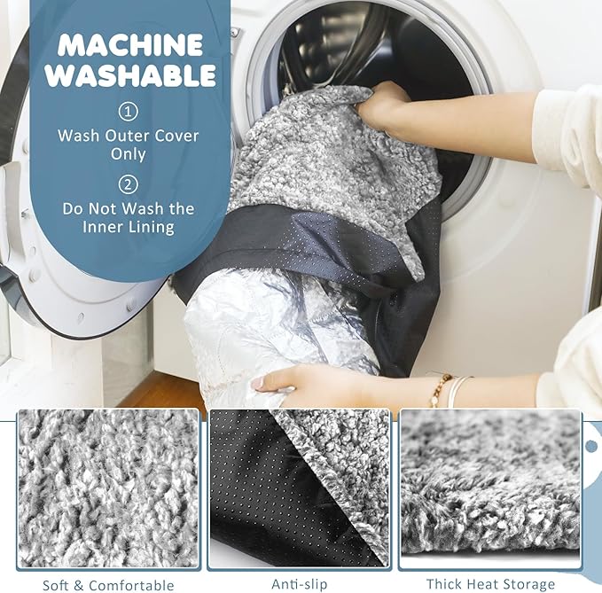 6 Pack Self Warming Cat Pads 19 x 28 Inch Self Heating Dog Cat Mats Extra Warm Thermal Pet Bed Washable Pet Crate Bed Mat Blanket Removable Cover Non Slip for Indoor Outdoor Pets (Grey Beige)