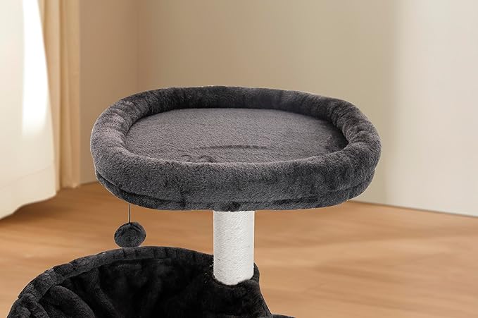 YUNIQUE Cat Tree with Cat Condo and Big Hammock, Darkgrey