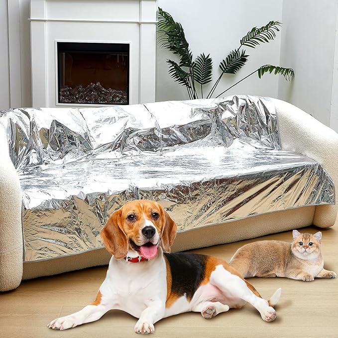 Kigley Pet Deterrent Mat to Keep Dogs Off Bed Couch and Furniture 72x56.3x0.04in Pain Free Couch Mat Non Electric Pet Repellent Mat Cats Dogs Couch Cover to Keep Pets Off Sofa Couch (Khaki)