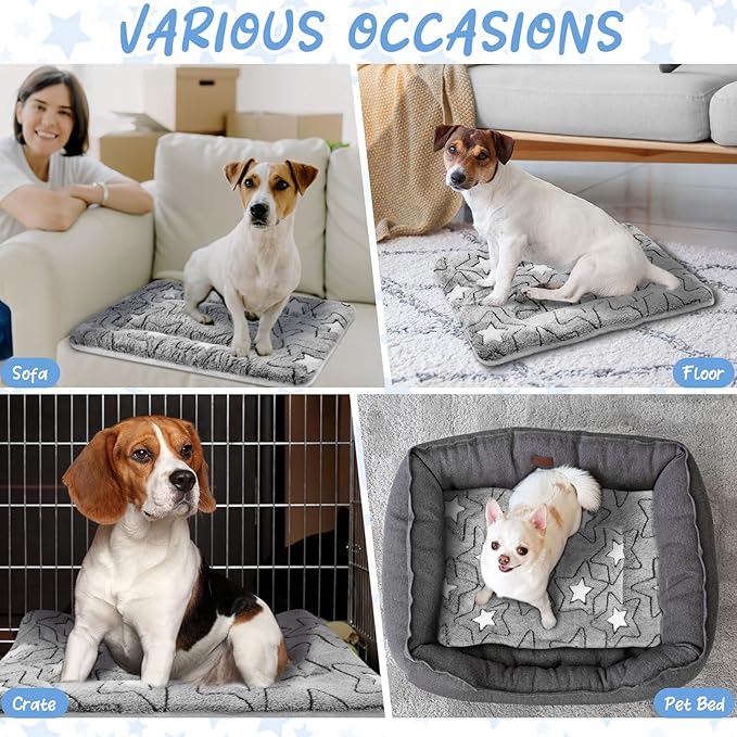 2 Pack Self Warming Cat Mat Self Heating Cat Pad Cat Bed Reversible Machine Washable Reflects Body Heat Warm Thermal Pet Pad Crate Blanket for Feral and Indoor Cat (Double Star,21" X 14")