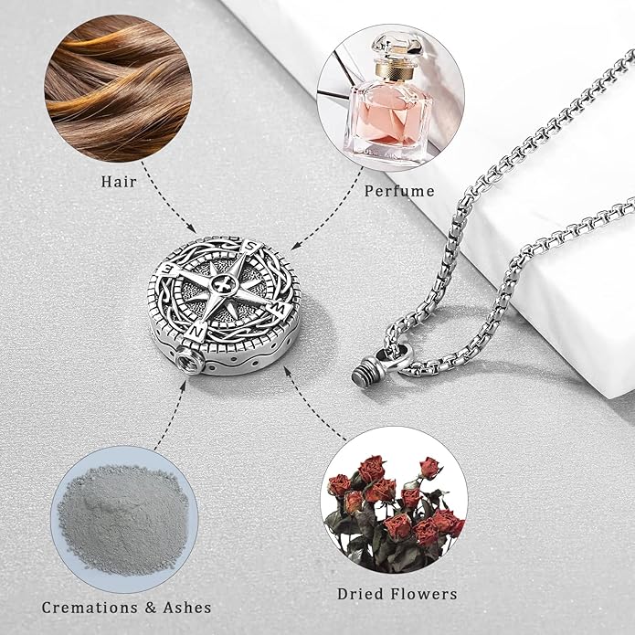 Aniu Cremation Jewelry for Ashes S925 Sterling Silver Urn Necklace Memorial Necklace for Human Ashes of Loved Ones Keepsake Pendant for Men Women