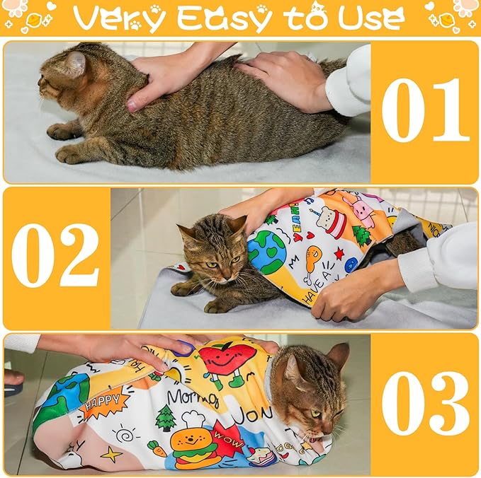AIERSA Cat Wrap for Cutting Nails and Grooming, Cat Restraint Wrap for Nail Clipping, Self-Adhesive Fabric Cat Swaddle Burrito Wrap for Nail Trimming, Cat Grooming Supplies