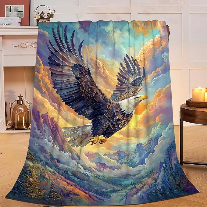 Bald Eagle Throw Blanket Eagle Gifts for Kids Girls Boys Adults Women Men Soft Cozy Warm Plush Fluffy Fuzzy Fleece Blanket Decor 40''X50''