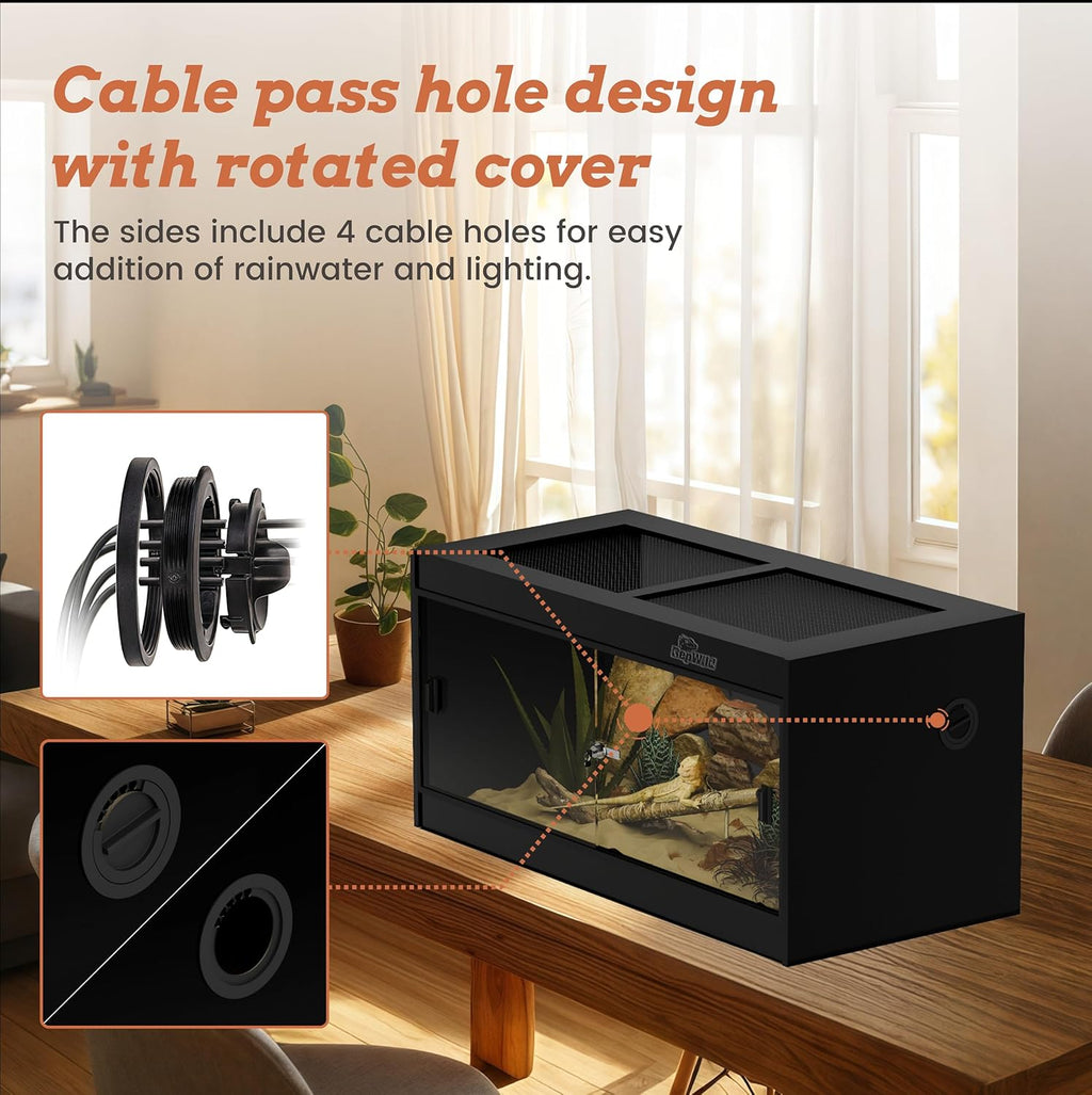 50 Gallon PVC Reptile Enclosure, RepWild 36"x18"x18" Terrarium/Tank with Heavy-Duty Screen Top, Glass Sliding Doors & Lock for Bearded Dragons, Ball Python, Geckos, Lizards