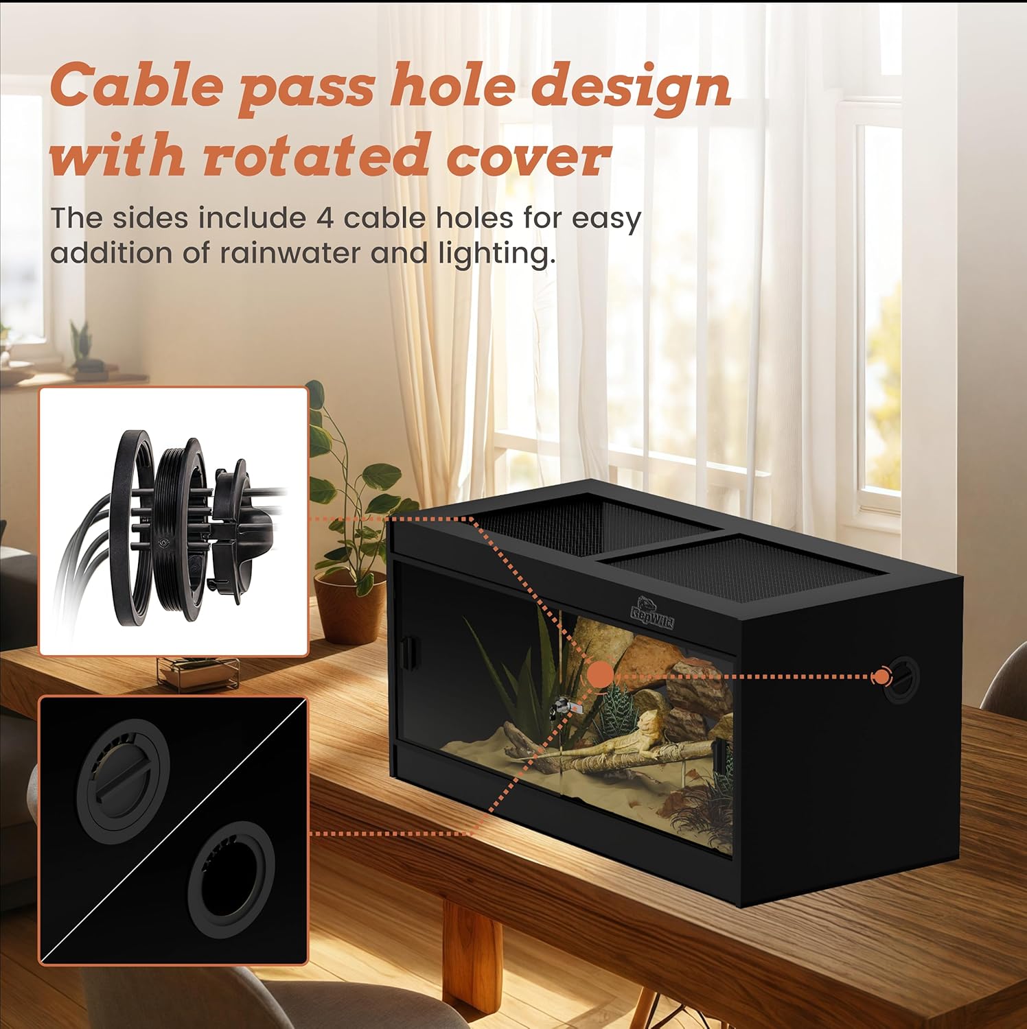 50 Gallon PVC Reptile Enclosure, RepWild 36"x18"x18" Terrarium/Tank with Heavy-Duty Screen Top, Glass Sliding Doors & Lock for Bearded Dragons, Ball Python, Geckos, Lizards