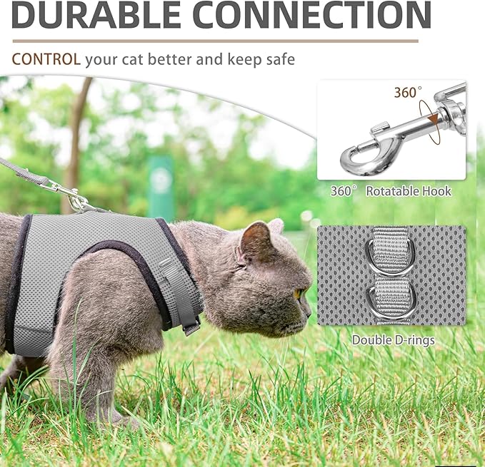 PUPTECK Soft Mesh Cat Vest Harness and Leash Set Puppy Padded Pet Harnesses Escape Proof for Cats Small Dogs Rabbits Bunny
