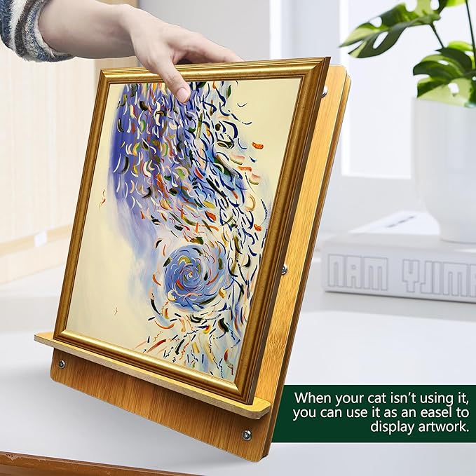 Cat Scratching Board, Easel-Shaped Corrugate Cat Scratcher for Indoor Cats, Cat Scratch Pad with Premium Scratch Textures Design, Cardboard Cat Scratcher with Double-Sided Usability (Semicircle)