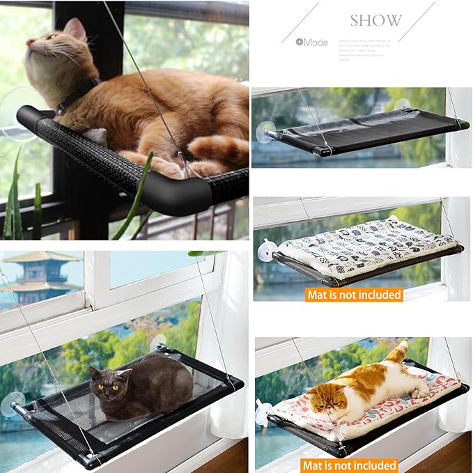 Cat Hammock for Window, Cat Window Perch for Indoor Cats,Resting Pet Bed Mounted for Kitty Pet Kitten Cat Beds, Cat Shelves Hold Up to 40 Pounds, Suitable for Window Width Over 30in