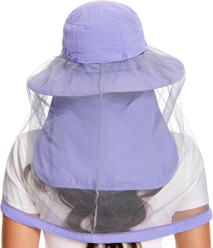BASSDASH UPF 50+ Mosquito Sun Hat with Hidden Head Net and Neck Flap for Men Women Outdoor Fishing Hiking Camping FH16