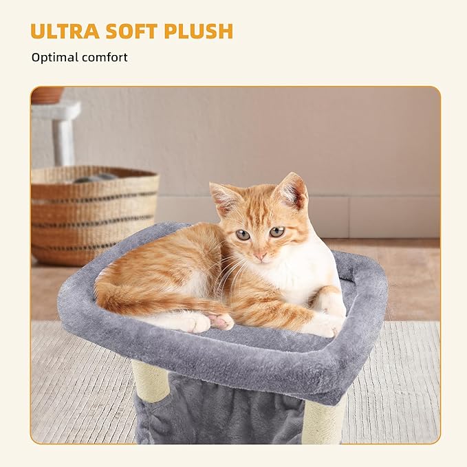 Fashion Design 43.3" Cat Trees with Cat Houses,Grey