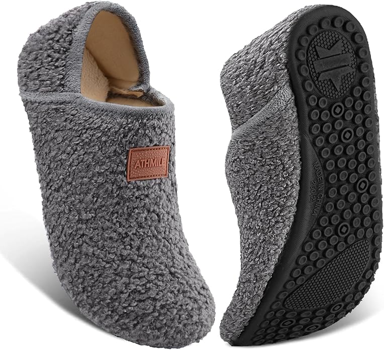 ATHMILE House Slippers for Women Men Indoor Barefoot Slippers Socks Furry Slip on House Shoes Cozy Comfy Slippers for Home Bedroom Travel Yoga