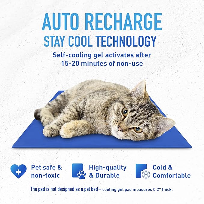 CHILLZ Cat Cooling Mat, Medium Size - Pressure Activated Cat Cooling Pad, Ideal for Summer - Non-Toxic Pet Cooling Mat for Cats, Self Cooling Gel Pad - No Water or Electricity Needed - 20" x 16"