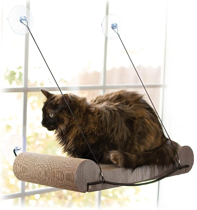 K&H Pet Products EZ Mount Cat Scratcher Kitty Sill Window Sill Cat Bed, Cat Window Bed Cat Furniture Cat Window Hammock, Sturdy Cat Window Perch for Large Cats, Cat Hammock for Window Cat Perch