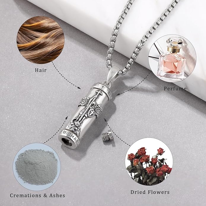 Aniu Cremation Jewelry for Ashes S925 Sterling Silver Urn Necklace Memorial Necklace for Human Ashes of Loved Ones Keepsake Pendant for Men Women