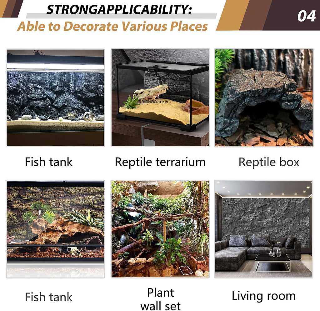 17.7x11.8in Rock Terrarium Background,3D Reptile Tank Background Board,Amphibian Stereo Backdrop Wall,Lizard Snake Gecko Spider Turtle Fish pet silo Background Decorative Panel(Yellow)