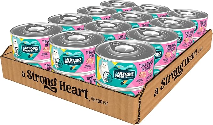 A Strong Heart Canned Wet Cat Food, Tuna Dinner in Gravy - 3 oz Cans (Pack of 24), Made in The USA with Real Tuna