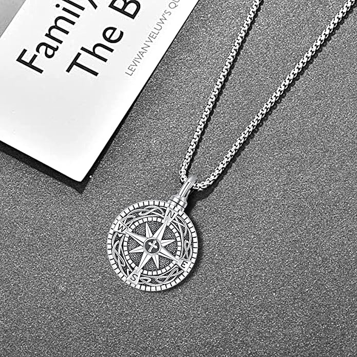 Aniu Cremation Jewelry for Ashes S925 Sterling Silver Urn Necklace Memorial Necklace for Human Ashes of Loved Ones Keepsake Pendant for Men Women