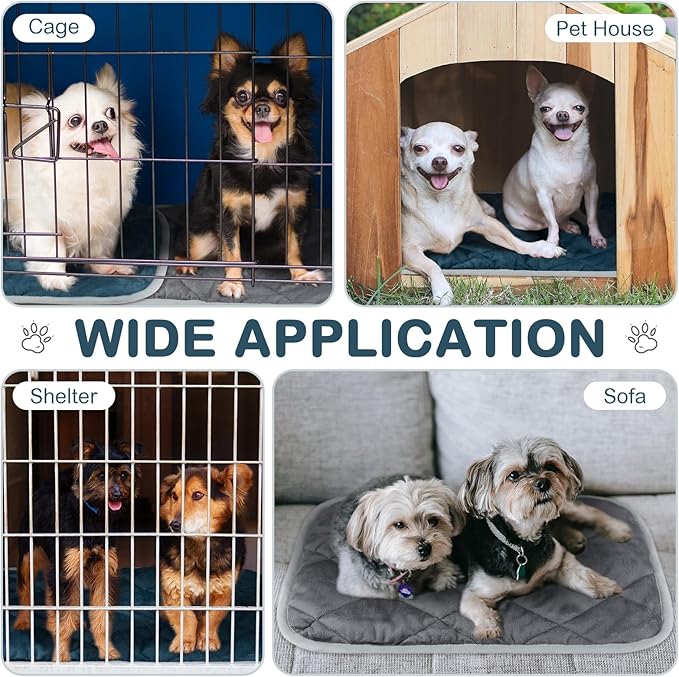 8 Pack Self Heating Cat Mat Self Warming Cat Bed 20"x16" Extra Warm Thermal Pet Bed Mat Reflects Body Heat Washable Dog Crate Pad for Indoor Outdoor Pets(Gray, Blue)