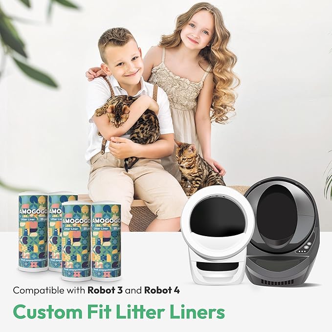 100 Pcs Waste Bags Liners, Compatible with Litter Robot 4 & 3, Leak-Proof Replacement Waste Bags, Heavy Duty Cat Litter Trash Bags, Waterproof Litter Bags, 26.4" x 21.9"