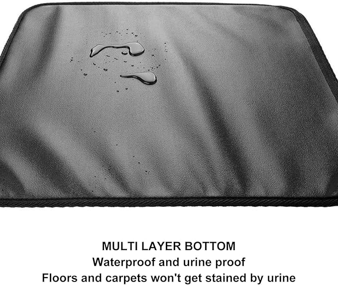 ASHATA Cat Litter Mat, Double Layer Design Urine Proof Trapper Mat for Litter Boxes, Double Layer EVA Litter Trapping Mat for Kitten, Easy to Clean Scatter Control (Black)