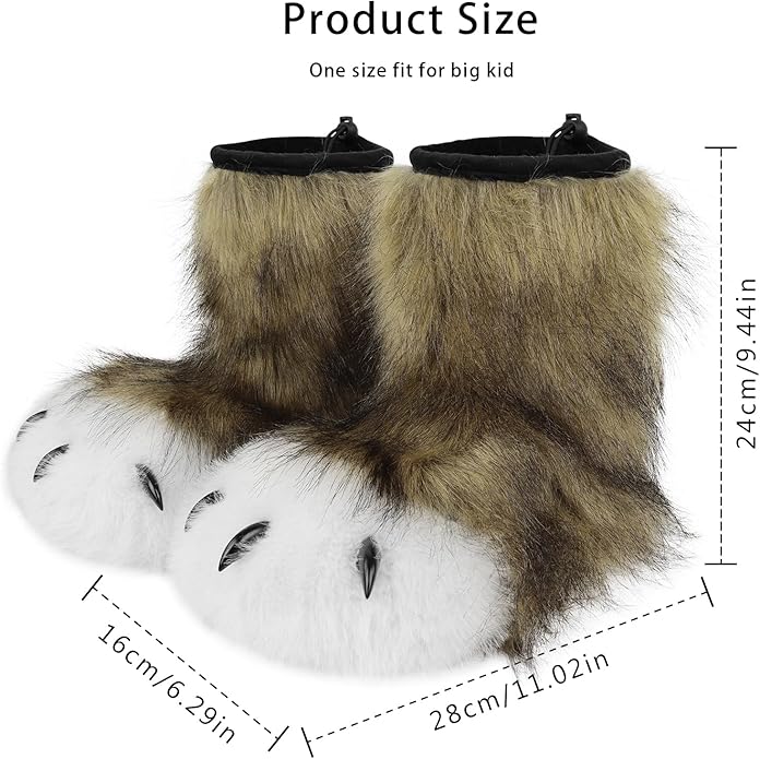 Animal Fuzzy Slippers Bear Cat Wolf Dog Fox Fursuit Feet Paw Claw Shoes Furry Boots Costume Accessories for Adult Kids