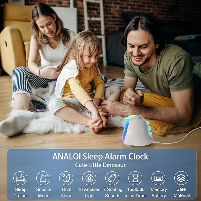 Alarm Clock for Kids, Kids Night Light with 3 Brightness 10 Color Mode Night Light Dual alarm Snooze Mode Sleep Training Adjustable Volume Memory Battery Sleep Timer, Kids gifts for Boys and Girls