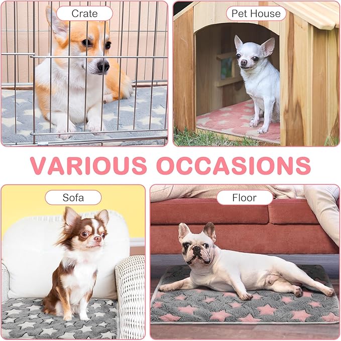 4 Pack Self Heating Cat Bed Cat Self Warming Pad with Removable Cover Extra Warm Thermal Pet Pad Washable Pet Crate Mat Anti Slip Kennel Pad for Indoor Outdoor Pets(Star,20 x 28 Inches)