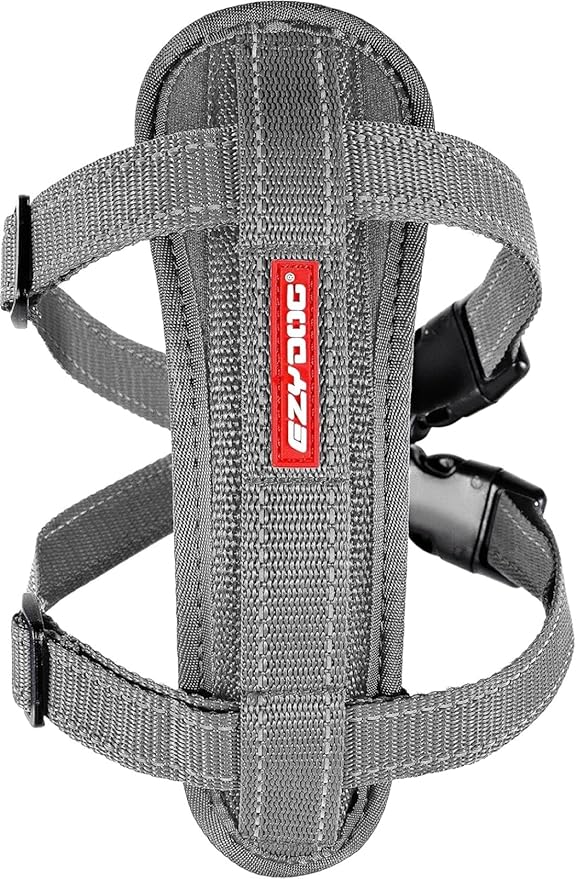 EzyDog Premium Chest Plate Custom Fit Reflective No-Pull Padded Comfort Dog Harness - Perfect for Training, Walking, and Control - Includes Car Restraint Attachment (X-Small, Gray)
