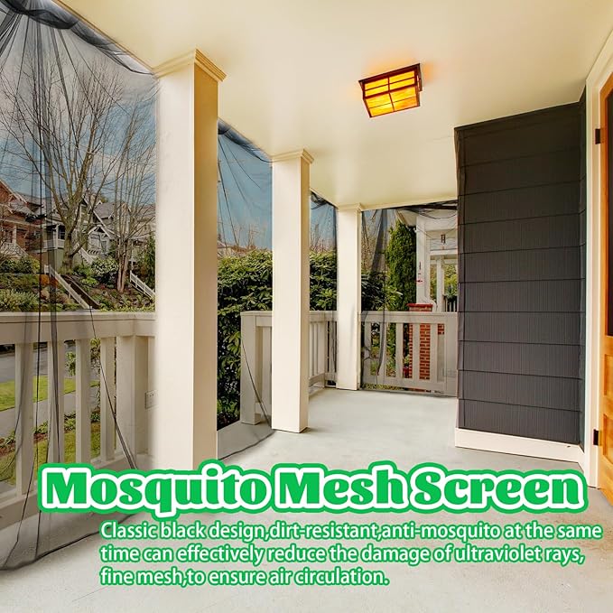 60x10Ft Mosquito Netting,Fly Insect Bird Net Garden Mesh Screen Barrier for Patio,Balcon,Porch,Gazebo,Canopy,Camping,Umbrella,Protecting Vegetables Fruits Plants(Black)