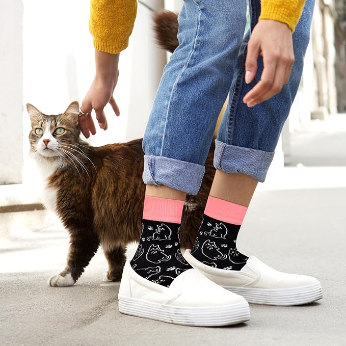 AGRIMONY Funny Cat Dog Socks for Women Teen Girls-Animal Novelty Cute Socks-Mothers Day Cat Dog Mom Gifts Stocking Stuffers