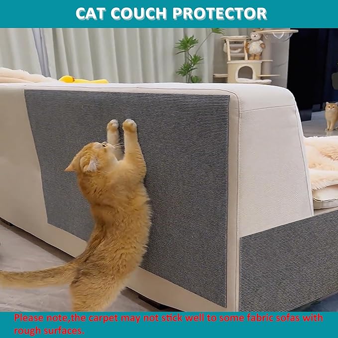 Cat Furniture Protectors from Cats Scratching,Adhesive Cat Couch Protector,78.7x15.8Inch DIY Cat Wall Scratcher,Couch Cat Scratcher,Cat Corner Scratcher Mat,Cat Scratch Furniture Protector