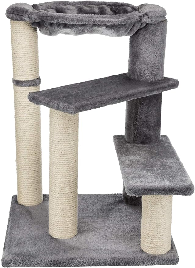 TRIXIE Baza Senior Cat Tree with Hammock and Steps | Scratching Posts | Cat Playground | Gray Medium