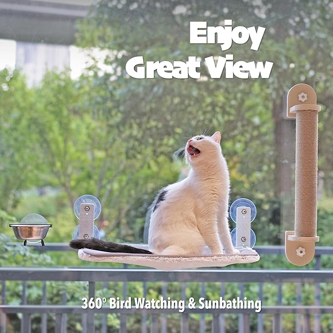 PETKARAY Window Scratching Post, Cat Window Perch Climber, Window Mount 23.5" Cat Scratching Post with Suction Cups