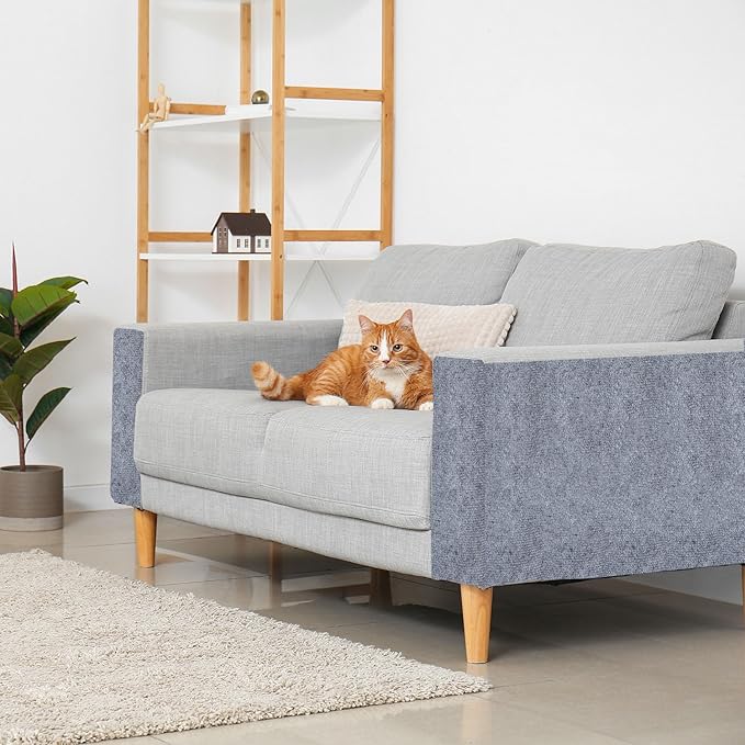 Trimmable cat Scratching Carpet 8.7”x15.8” Self-Adhesive Cat Tree Replacement Parts, Sisal Fabric DIY Climbing Cat Scratcher for Couch, Cat Tree and Shelf Shelves Furniture Protector (Gray)