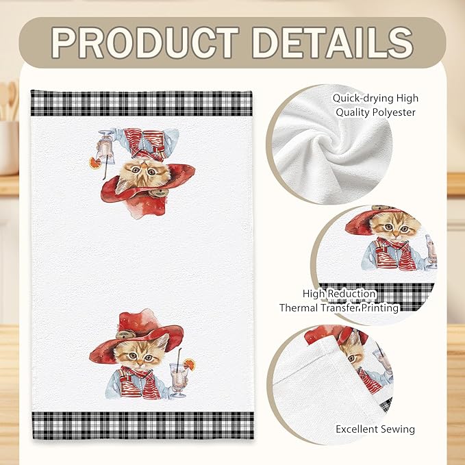 2 Pcs Cat Kitchen Towels Cute Cat Towel Cat Lover Gifts for Women 24 x 16 Inch Decorative Dish Towels Cat Theme Gifts for Women Men