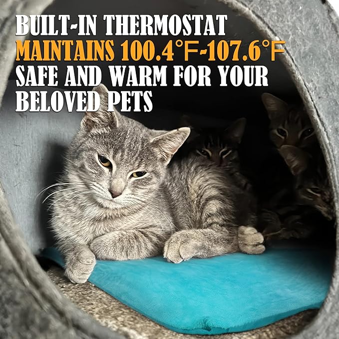 PETNF Outdoor Pet Heating Pad for Cats Outside, Cat Heating Pad Outdoor Winter Waterproof, Heated Cat Bed Safe Electric Cat Warming Pad Mat Blanket for Feral Cat, Heated Mat for Dog Cat House, 28"X16"