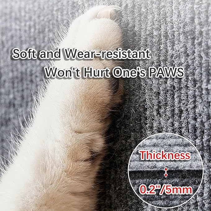 Trimmable Cat Scratching Mat, 78.74"x15.75" Cat Scratch Mat DIY Post Carpet Covered, Self-Adhesive Cat Tree Shelves Replacement Mat for Cat Wall Couch Furniture (Light Grey)