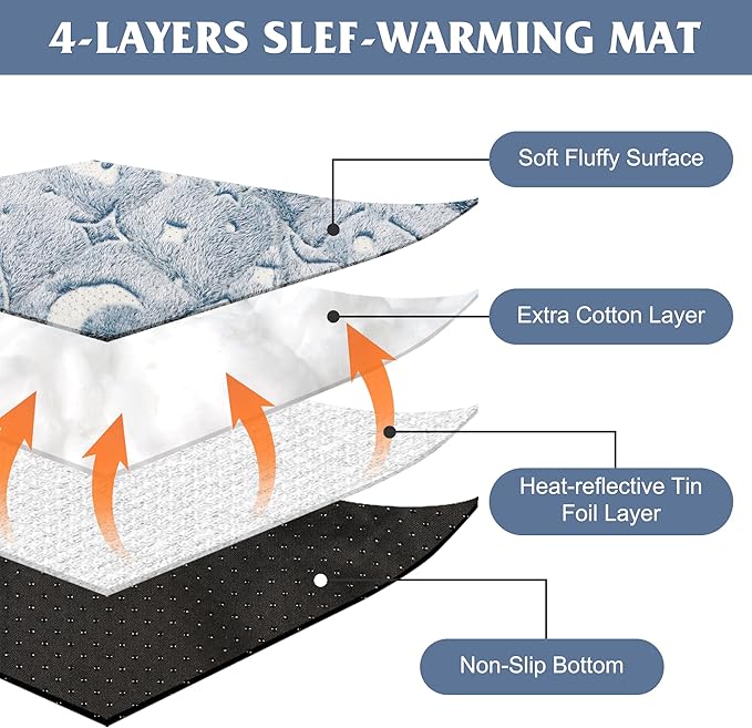 Leekalos Self Warming Cat Bed Self Heating Cat Dog Mat, Ultra Soft Extra Warm Thermal pet Pad for Indoor Outdoor Pets with Removable Cover Non-Slip Botom Washable