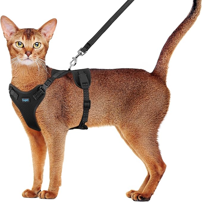 Supet Cat Harness and Leash Set for Small to Large Cats Adjustable Cat Vest Harness with Reflective Trim Universal Cat Leash and Harness for Cats/Puppies