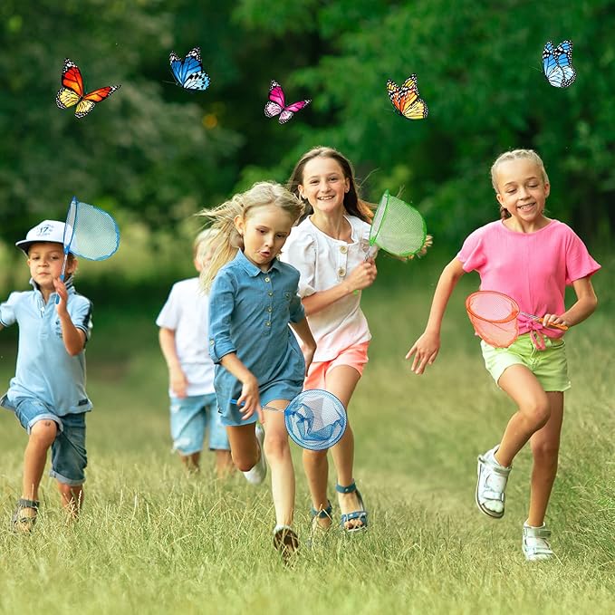24 Pcs Kids Telescopic Butterfly Fishing Nets Insect Net Bug Net Insect Catching Nets Outdoor Tools for Catching Butterfly Insects Bug Fish Ladybird Nets, Extendable from 15 Inch to 34 Inch (Colorful)